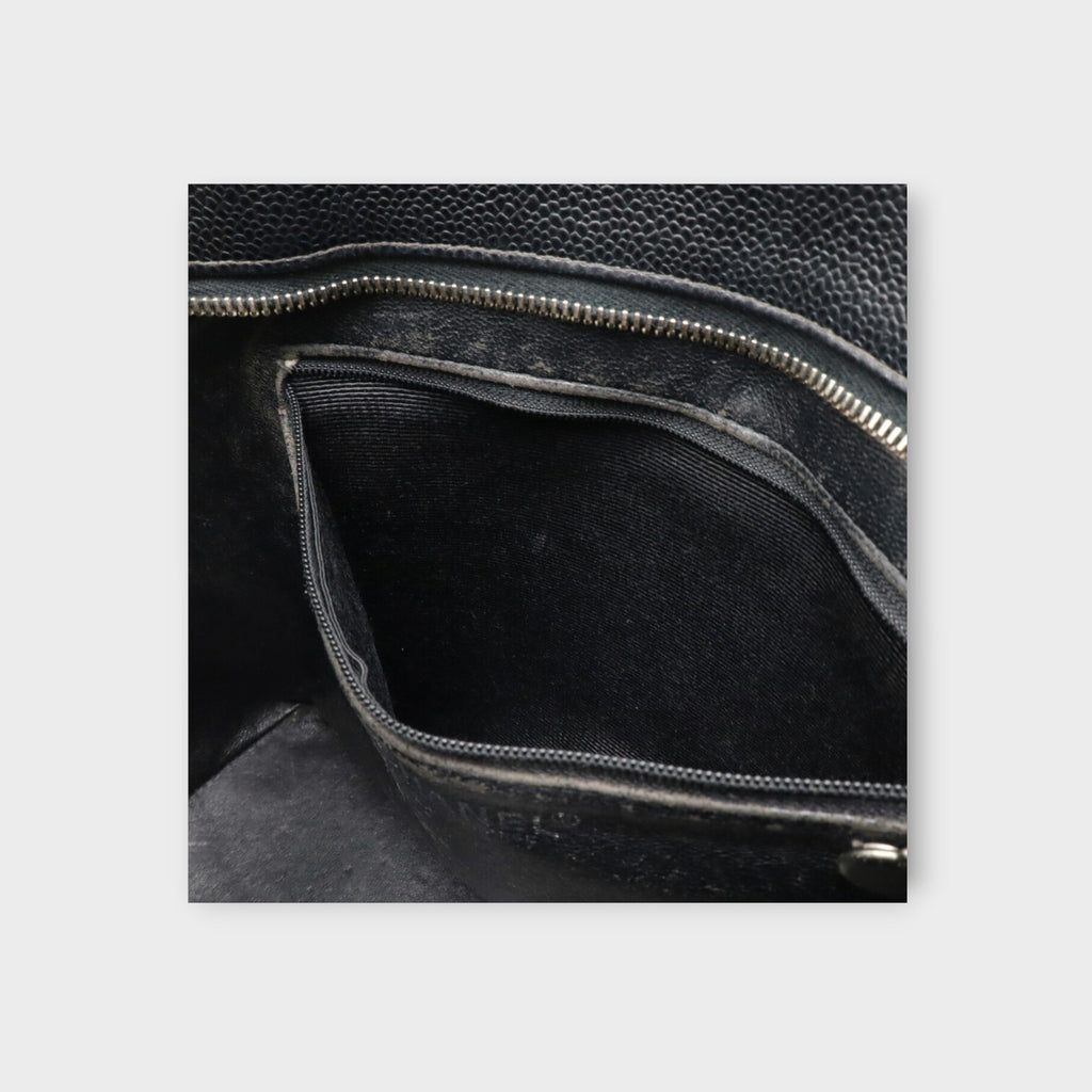 CHANEL Matelassé Coco Mark Reissue Tote Caviar Skin Leather Black 【B】
