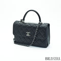 Chanel Top Handle Flap A92236 Y60767 94305 Shoulder Bag Handbag 2Way Black