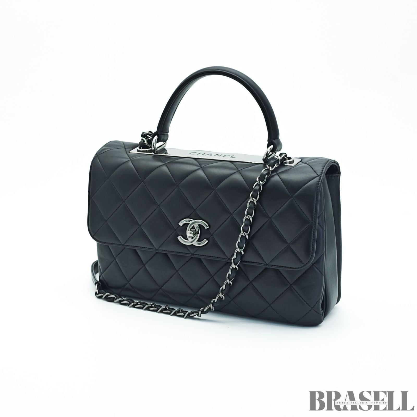 Chanel Top Handle Flap A92236 Y60767 94305 Shoulder Bag Handbag 2Way Black