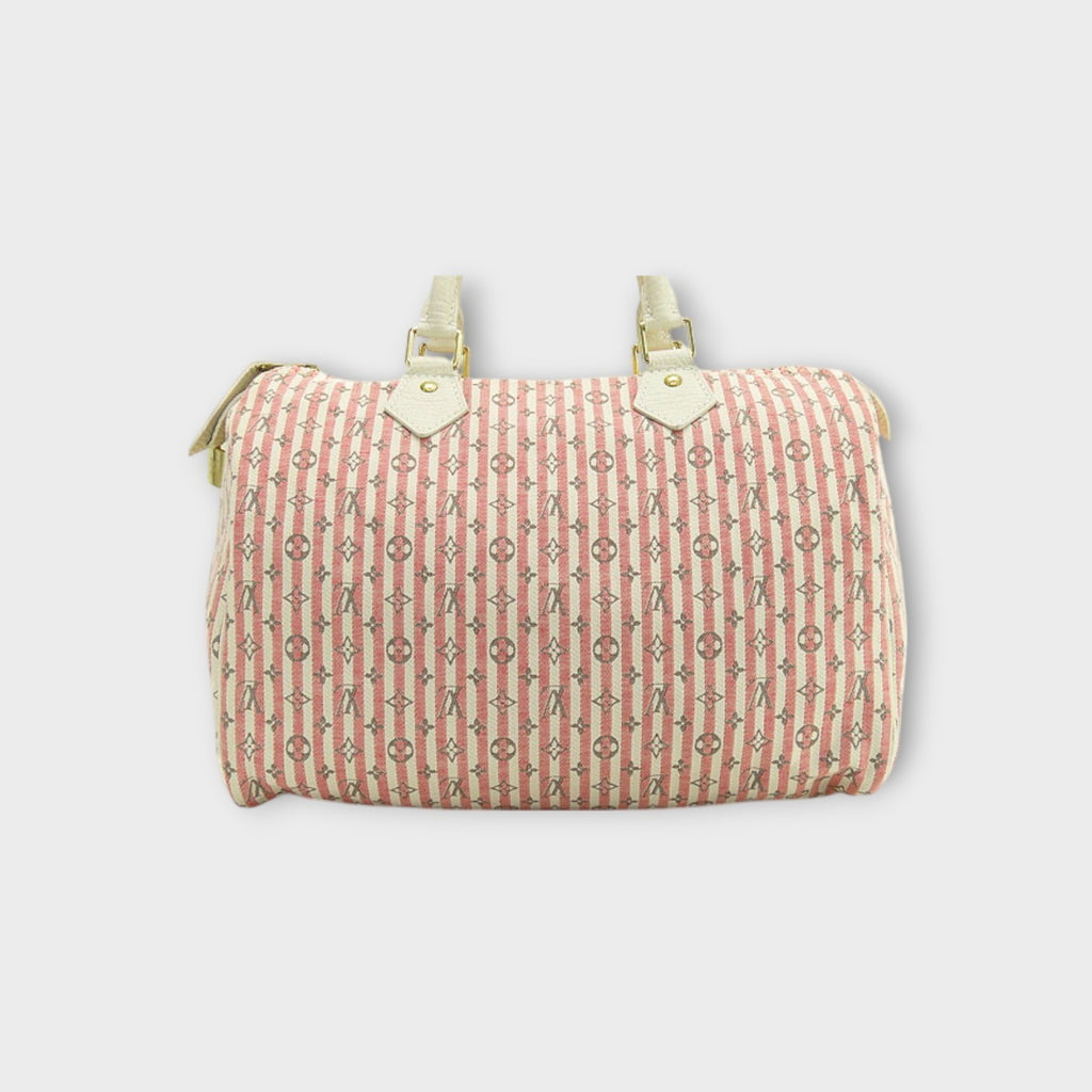 Louis Vuitton Monogram Mini Lin Croisette Speedy 30 Handbag Pink White M95501【S】