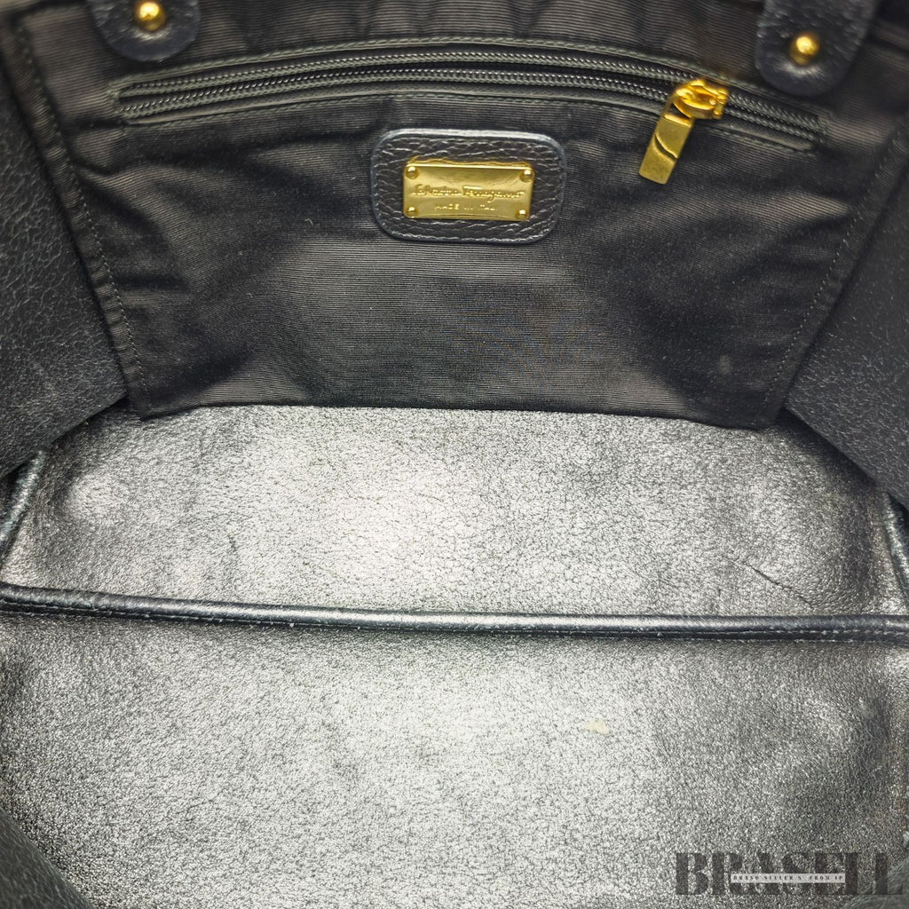 Ferragamo Gancini Tote Bag Black color Leather Women's