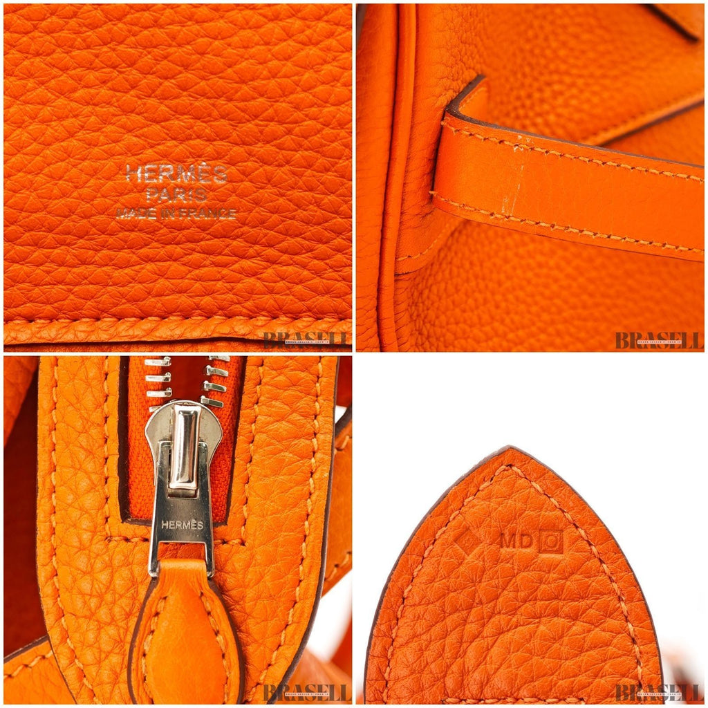 Hermes Atlas 42 Leather Bag Handbag Horizontal Orange Women's Shoulder Bag