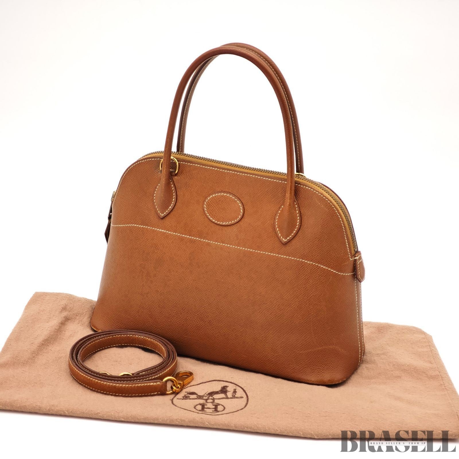 Hermes Bolide 27 Voe Epson 2way Handbag Shoulder Bag Brown Gold