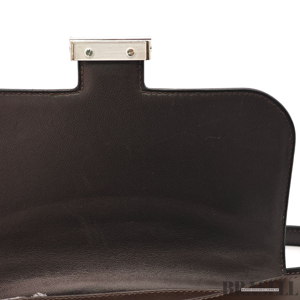HERMES Constance 3 Mini Shoulder Bag Vos Swift Chocolate Silver Hardware