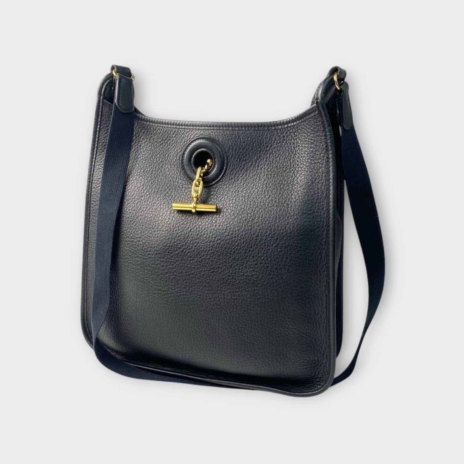 Hermès Vespa PM Black Shoulder Bag Leather A Stamp Gold Hardware 【A】