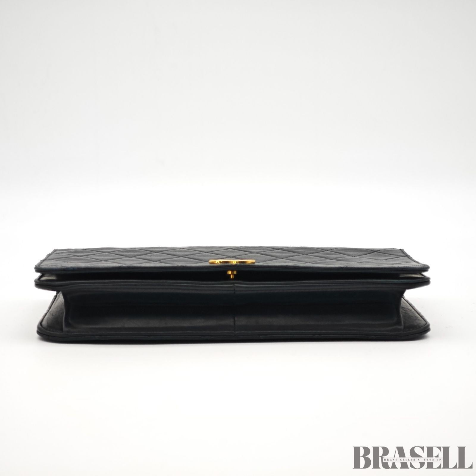CHANEL Matelassé Full Flap Push Lock Shoulder Bag Chain Small Black Lambskin