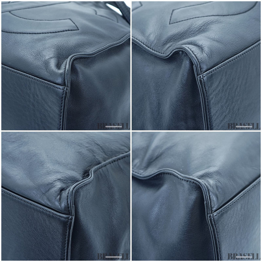 Chanel Drawstring Lambskin Coco Mark Chain Shoulder Bag Black Women w/Dust Bag