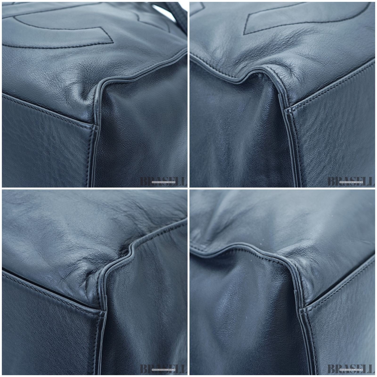 Chanel Drawstring Lambskin Coco Mark Chain Shoulder Bag Black Women w/Dust Bag