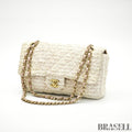 Chanel Matelassé Tweed Chain Shoulder Bag Pink White  Woman