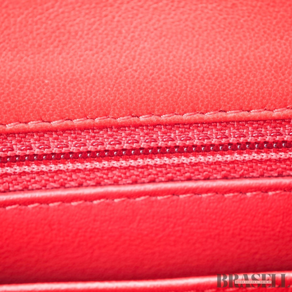 Chanel Mini Matelassé 20 Lambskin Single Flap Shoulder Bag Red Women