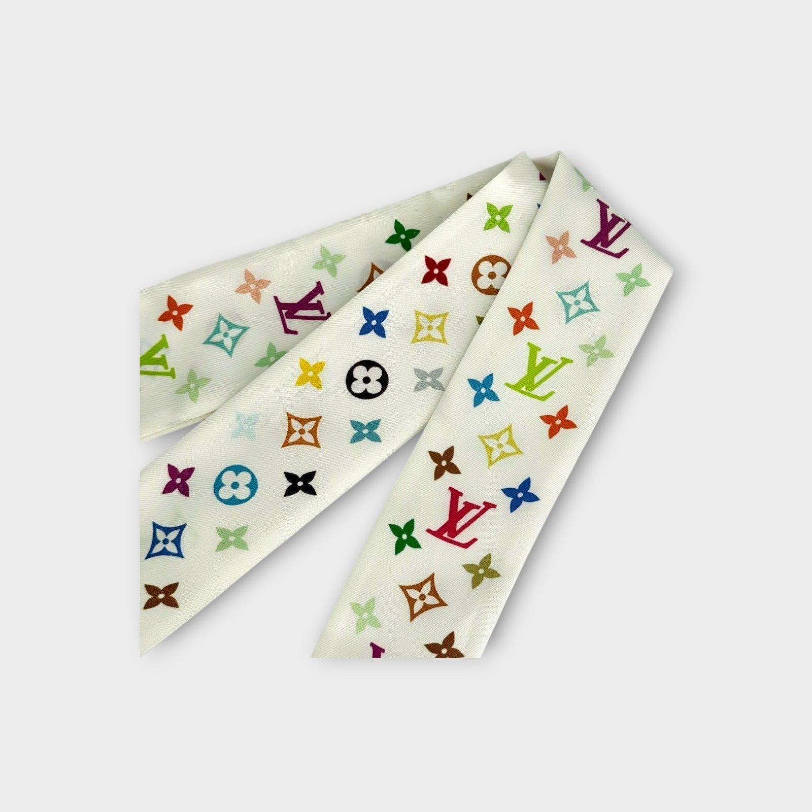 Louis Vuitton Takashi Murakami Bandeau BB Multicolor Monogram LV TM Silk Scarf