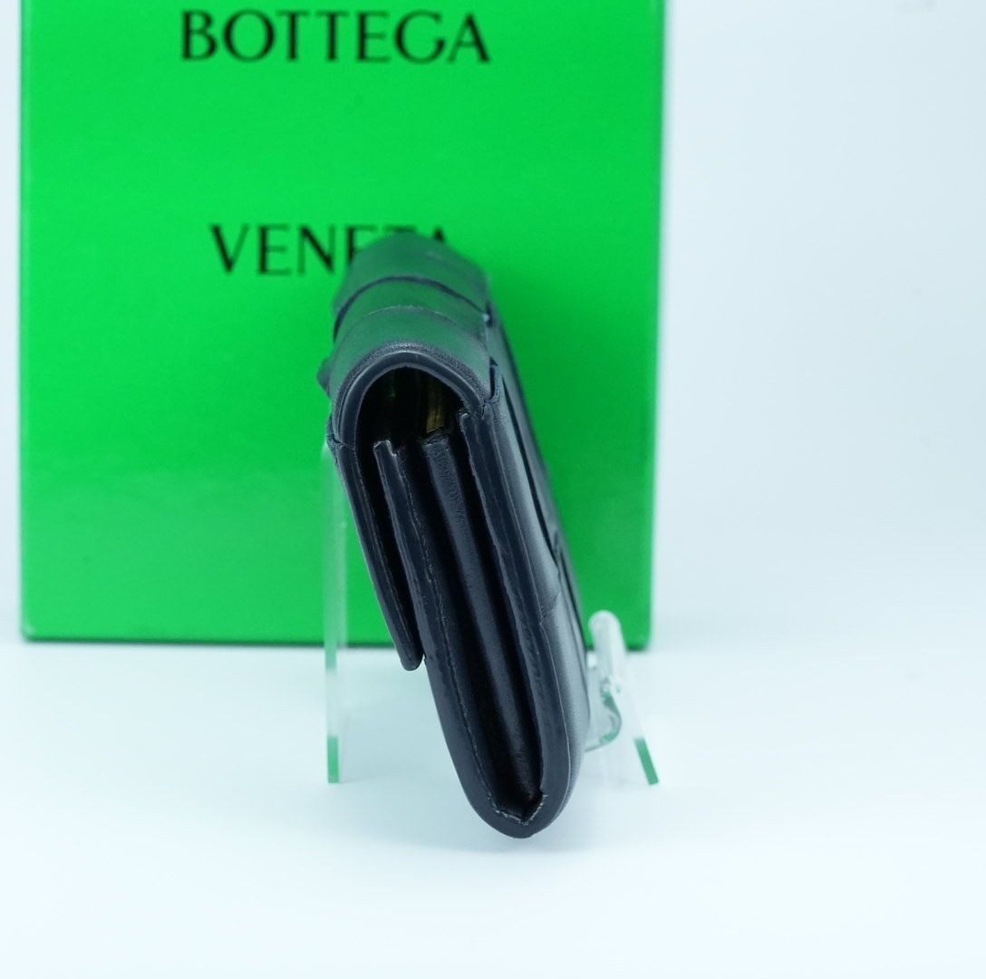 BOTTEGA VENETA Cassette Intrecciato Navy Long Wallet with Built-in IC Chip