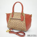 COACH Ellis Satchel Signature 796364 2-Way Tote Bag Shoulder Bag Brick Red Beige