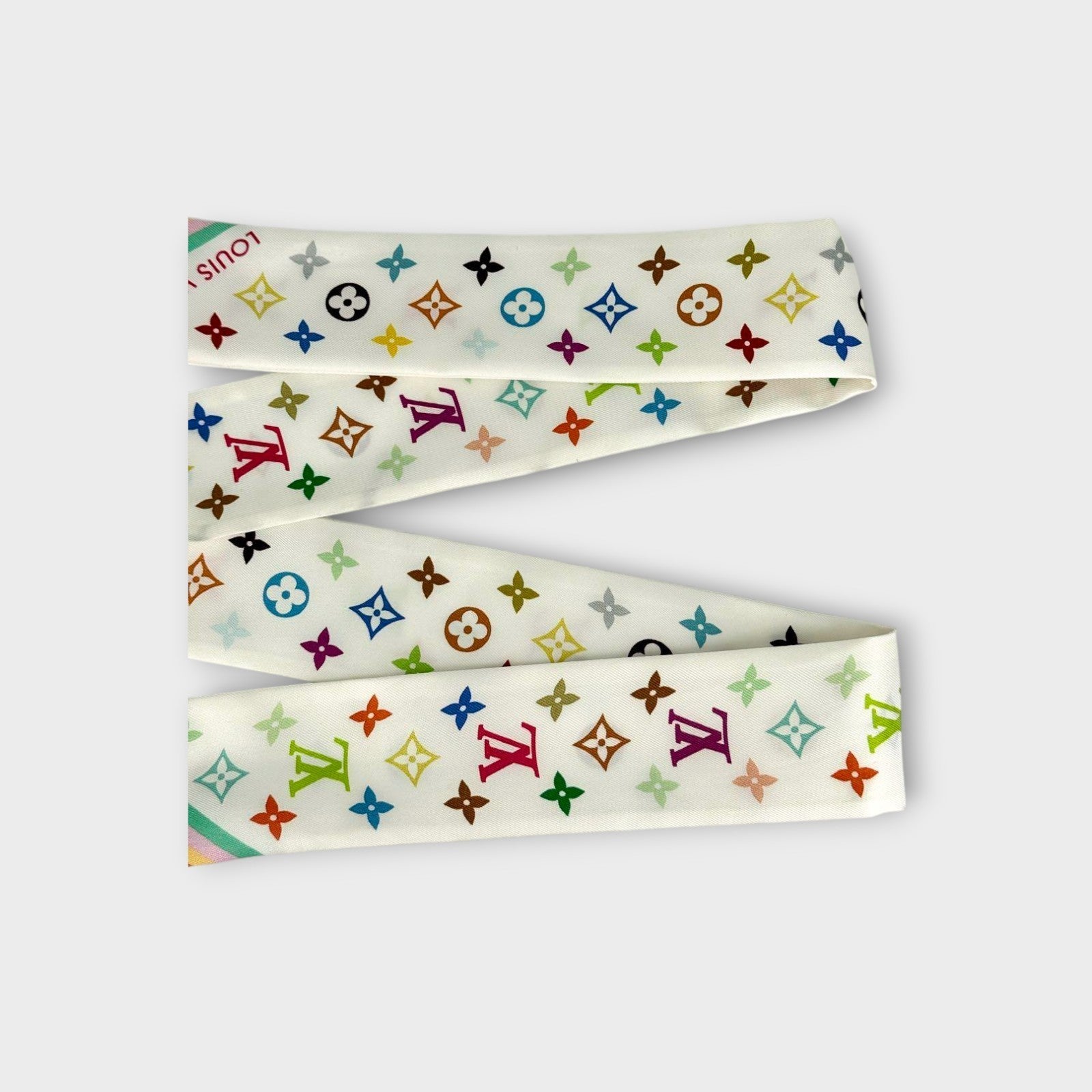 Louis Vuitton Takashi Murakami Bandeau BB Multicolor Monogram LV TM Silk Scarf