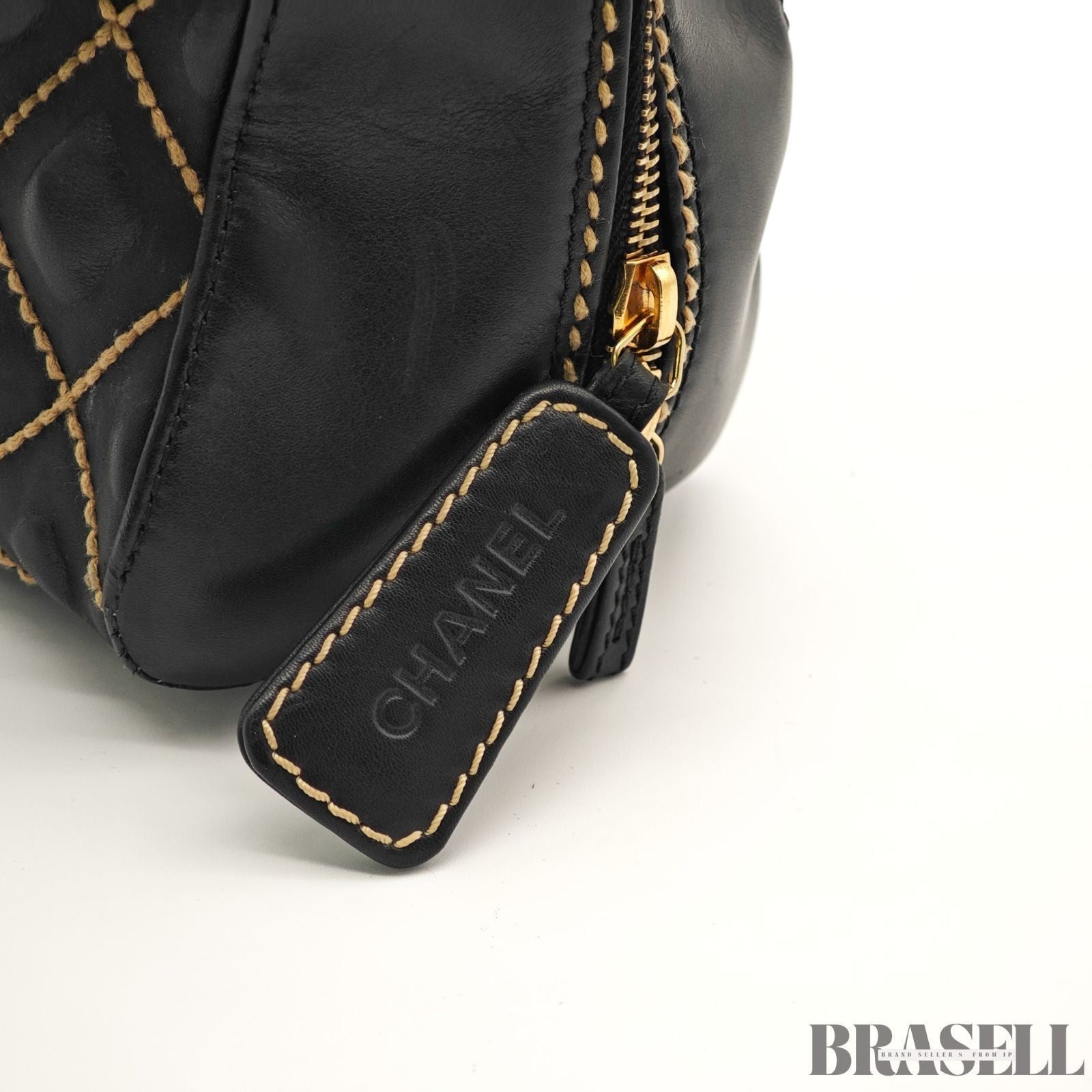 CHANEL Wild Stitch Tote Bag A14693 Black Leather Large Women's Warranty Card