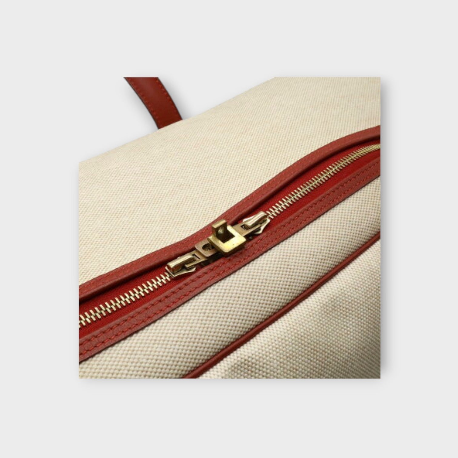 Hermès Victoria 60 Boston Bag Toile H Natural Red【A】
