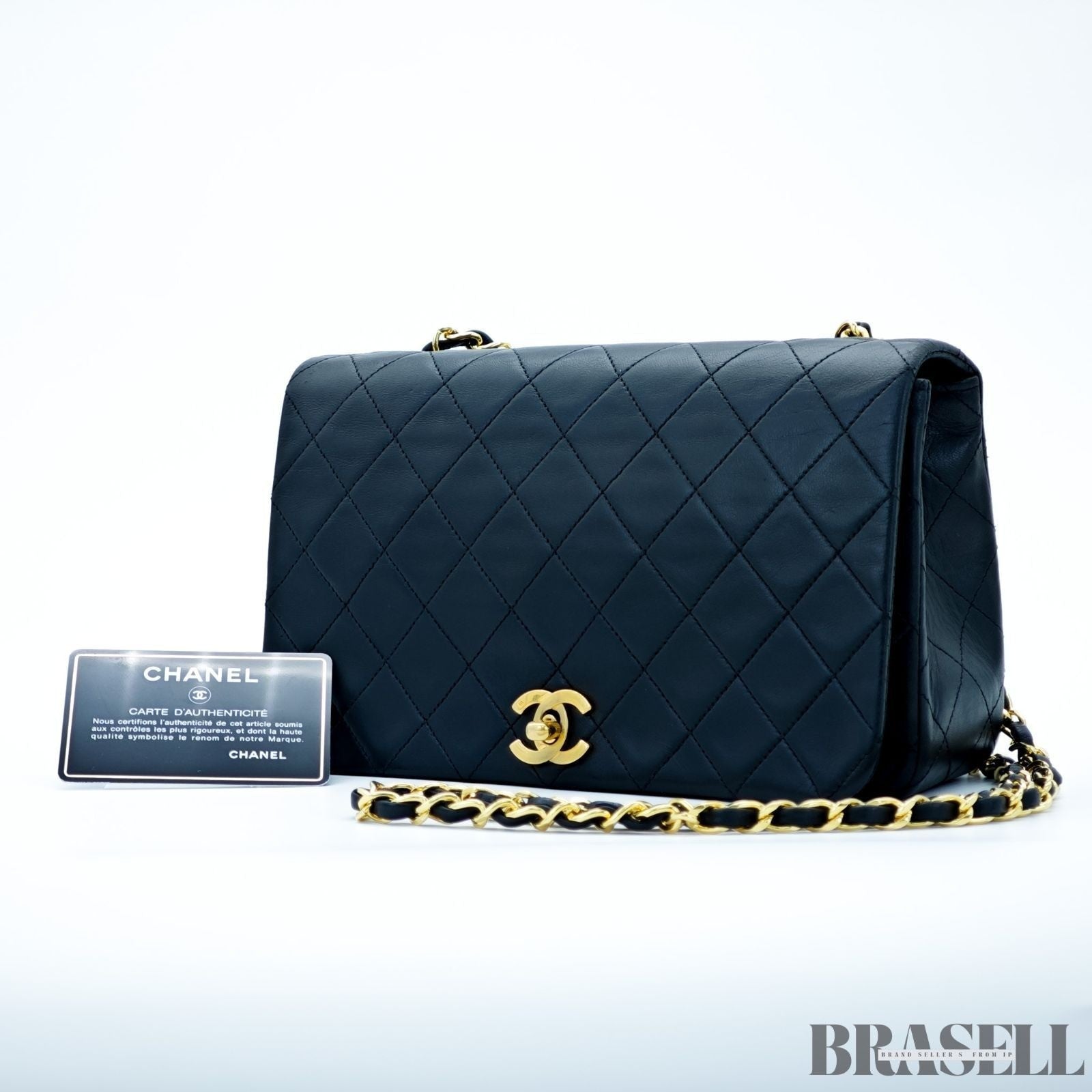 Chanel Matelassé 23 Lambskin Black 1192228 Shoulder Bag Flap Compact Black