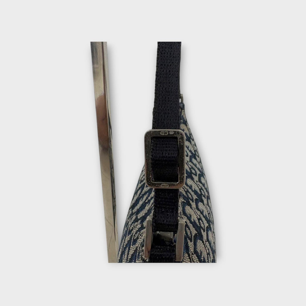 Christian Dior Trotter Accessory Pouch Shoulder Bag Navy Canvas Leather 【B】