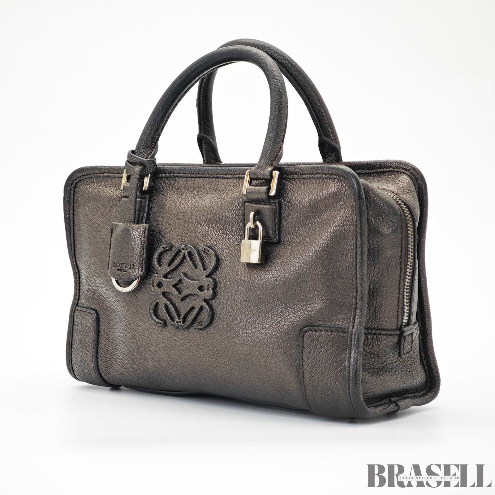 LOEWE Amazona 23 Bag Horizontal Handbag Gunmetal Women's and Men's