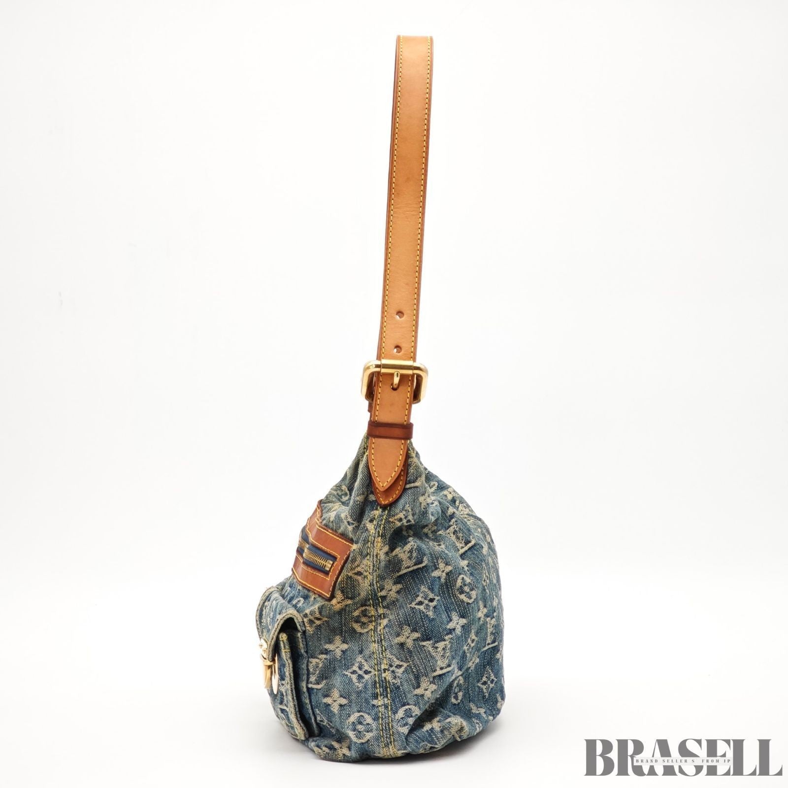 LOUIS VUITTON Buggy PM Shoulder Bag Monogram Denim Leather Blue M95049 France