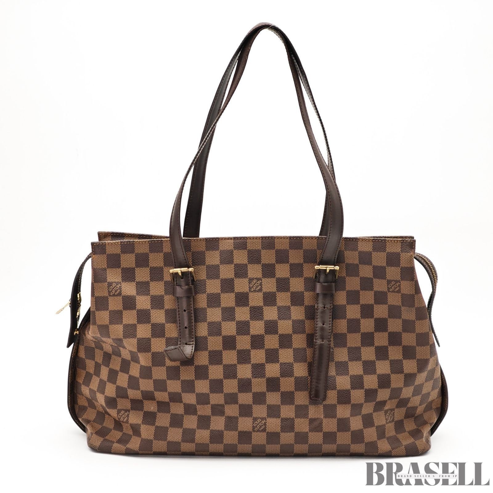 LOUIS VUITTON Chelsea Shoulder Tote Bag Damier Leather Canvas Brown N51119