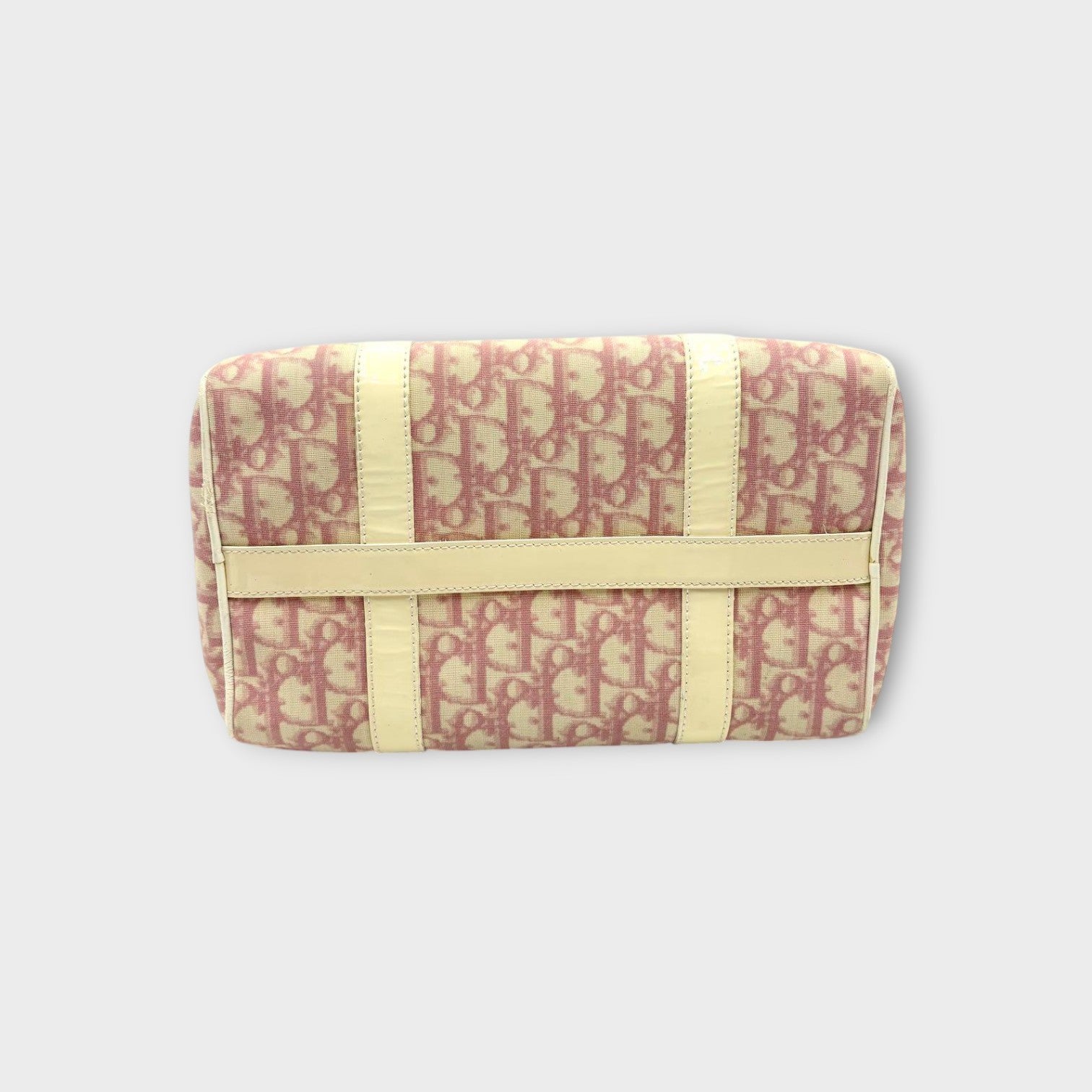 Christian Dior Trotter Pattern Mini Boston Bag Tote Bag Leather PVC Pink 【A】