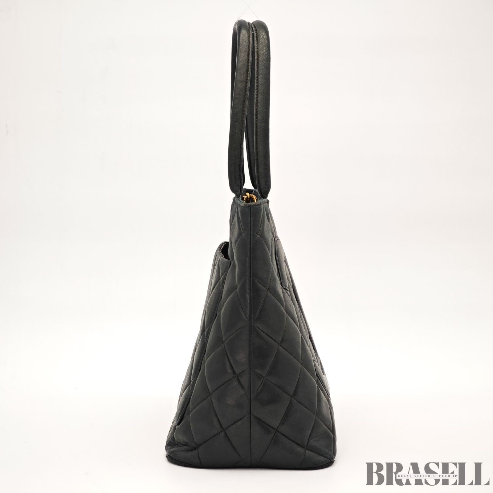 CHANEL Caviar Skin Black Tote Bag Handbag CC Logo with Warranty Card