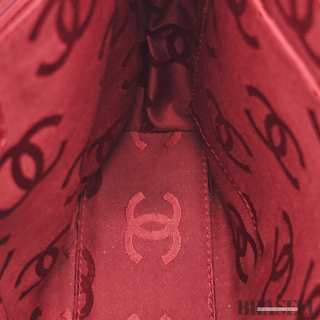 Authentic CHANEL Wild Stitch Tote Bag Handbag Leather Red Magnet Women