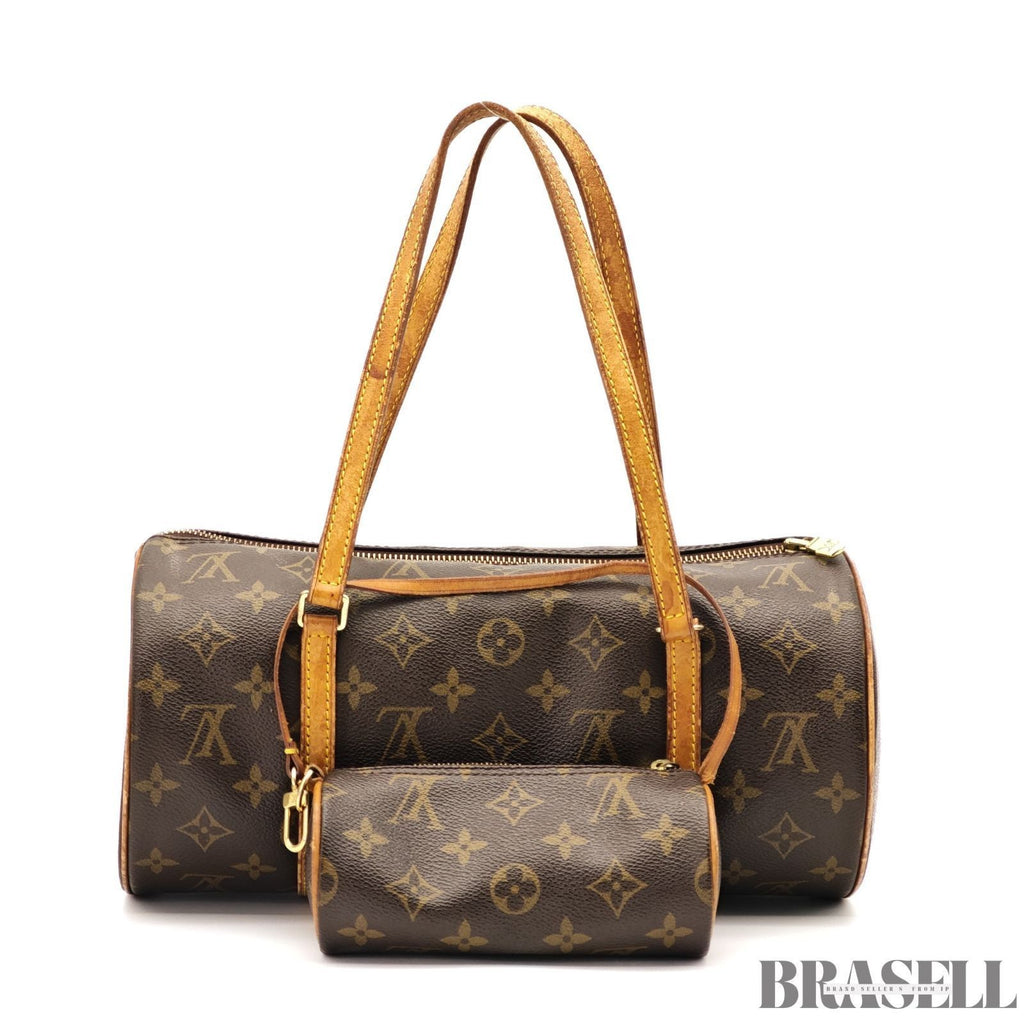 LOUIS VUITTON Papillon 30 M51385 Mini Boston Handbag Brown Monogram Canvas Pouch