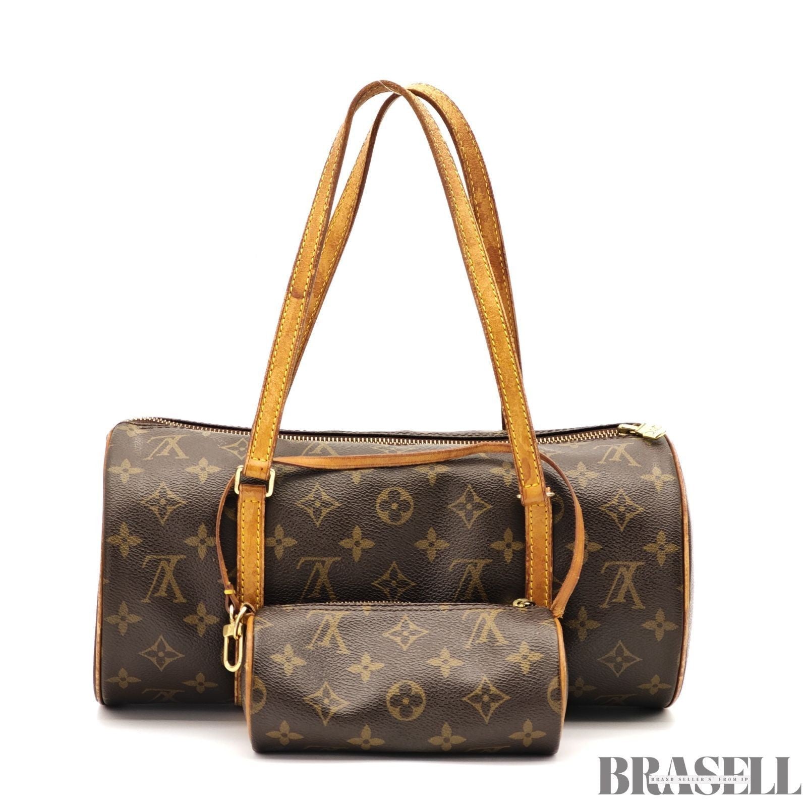 LOUIS VUITTON Papillon 30 M51385 Mini Boston Handbag Brown Monogram Canvas Pouch