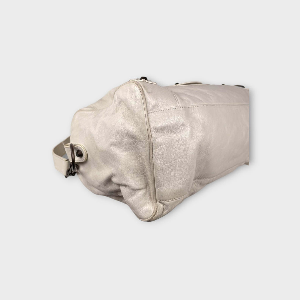 Balenciaga 2Way Handbag Shoulder Bag White Leather Zip 【B】