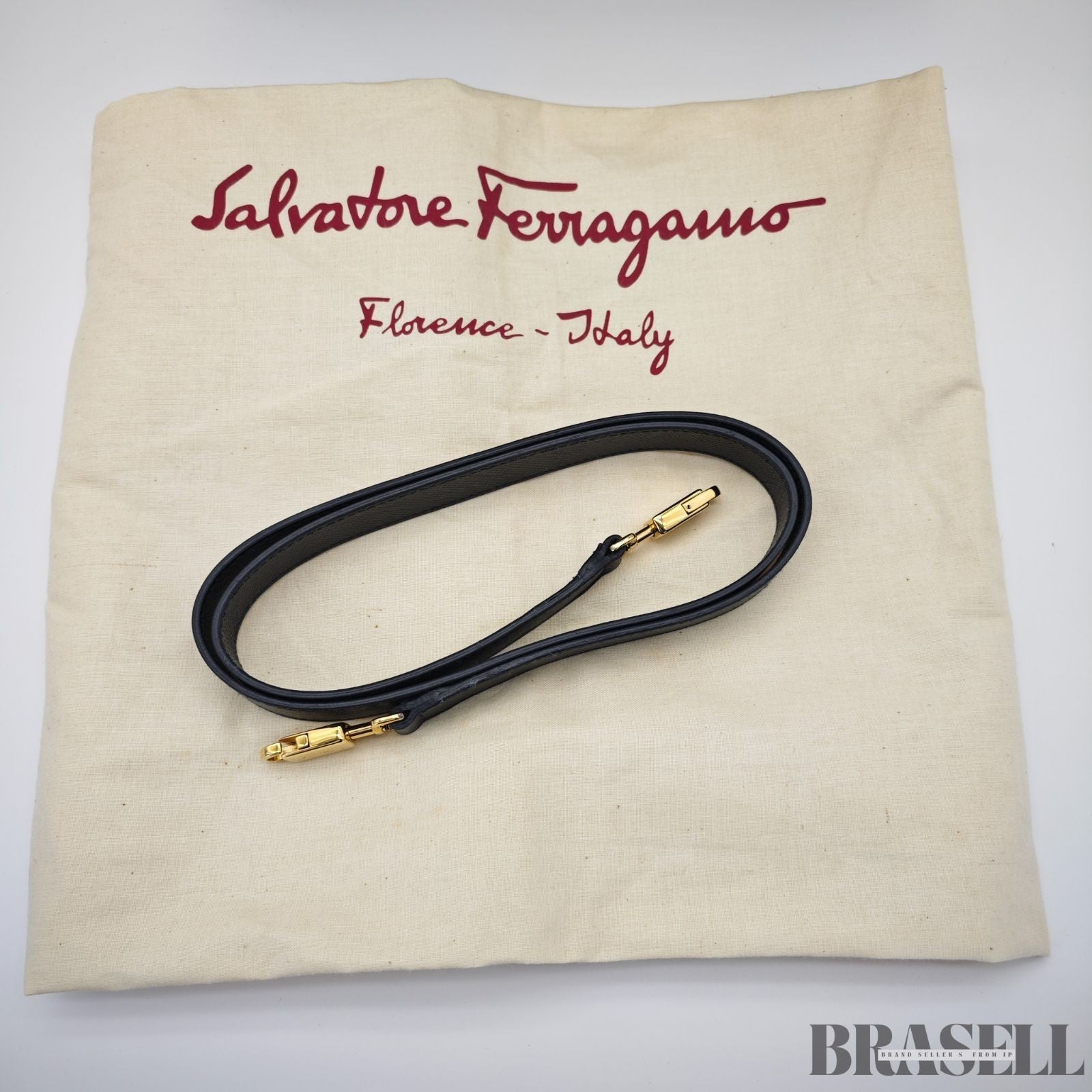 Ferragamo Gancini 2-Way Shoulder Bag Tote Bag Black with Shoulder Strap
