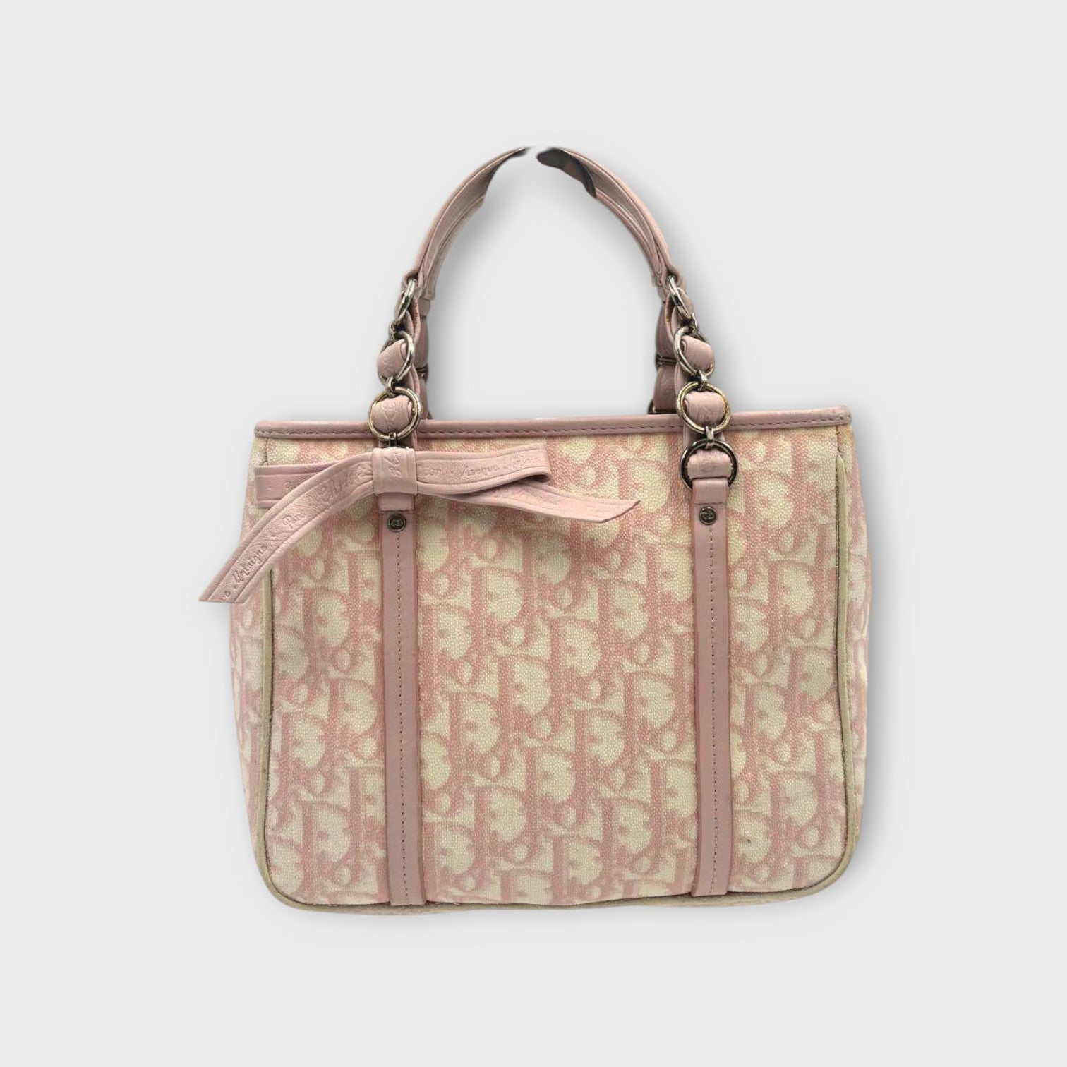 Christian Dior Romantic Trotter Handbag Tote Bag Leather PVC Pink 【B】