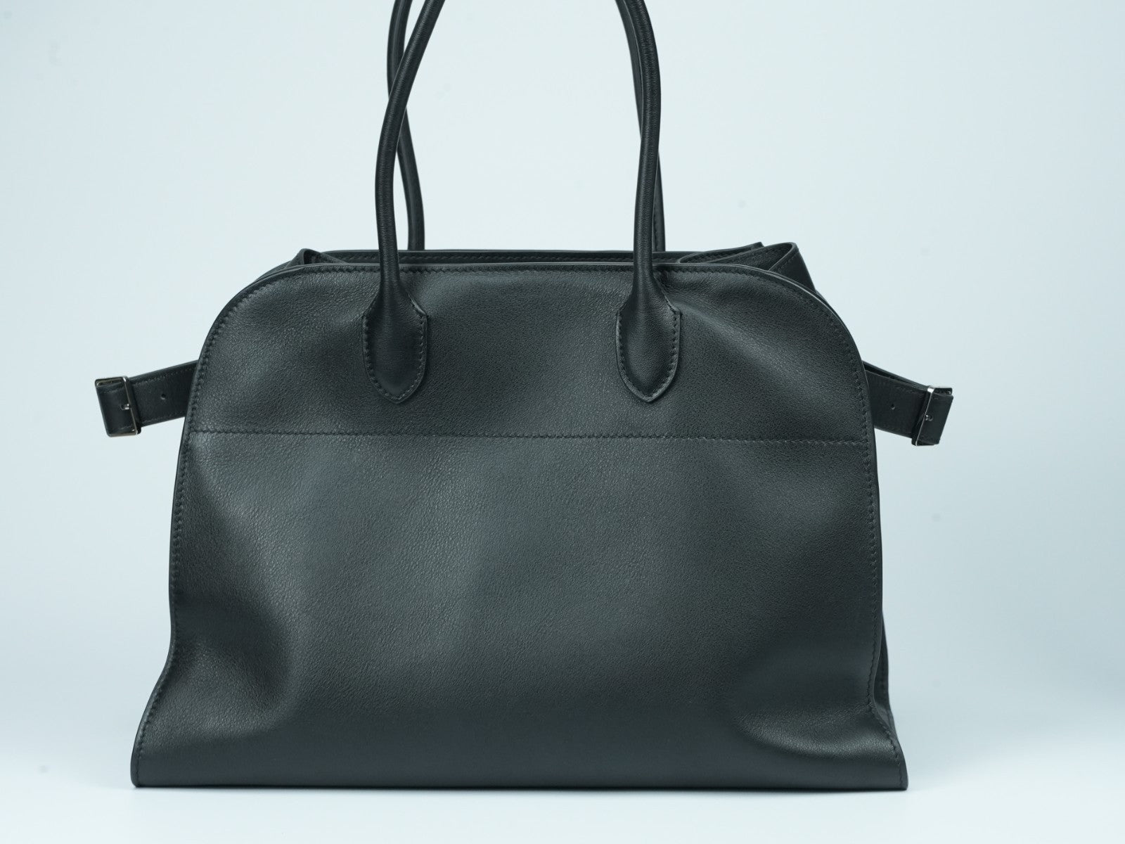 The Row Soft Margaux 15 Bag in Black saddle leather