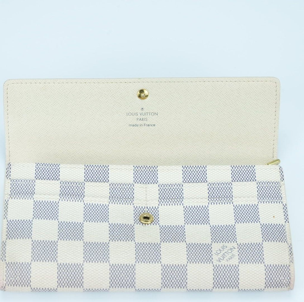 LOUIS VUITTON Damier Azur Portefeuille Sarah N61735 Long Wallet Men and Women