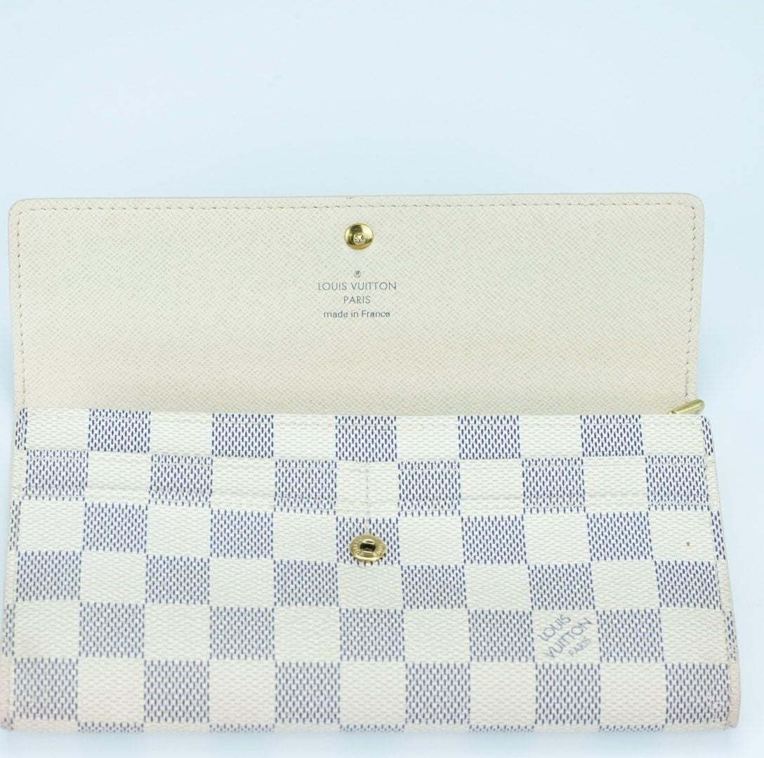 LOUIS VUITTON Damier Azur Portefeuille Sarah N61735 Long Wallet Men and Women