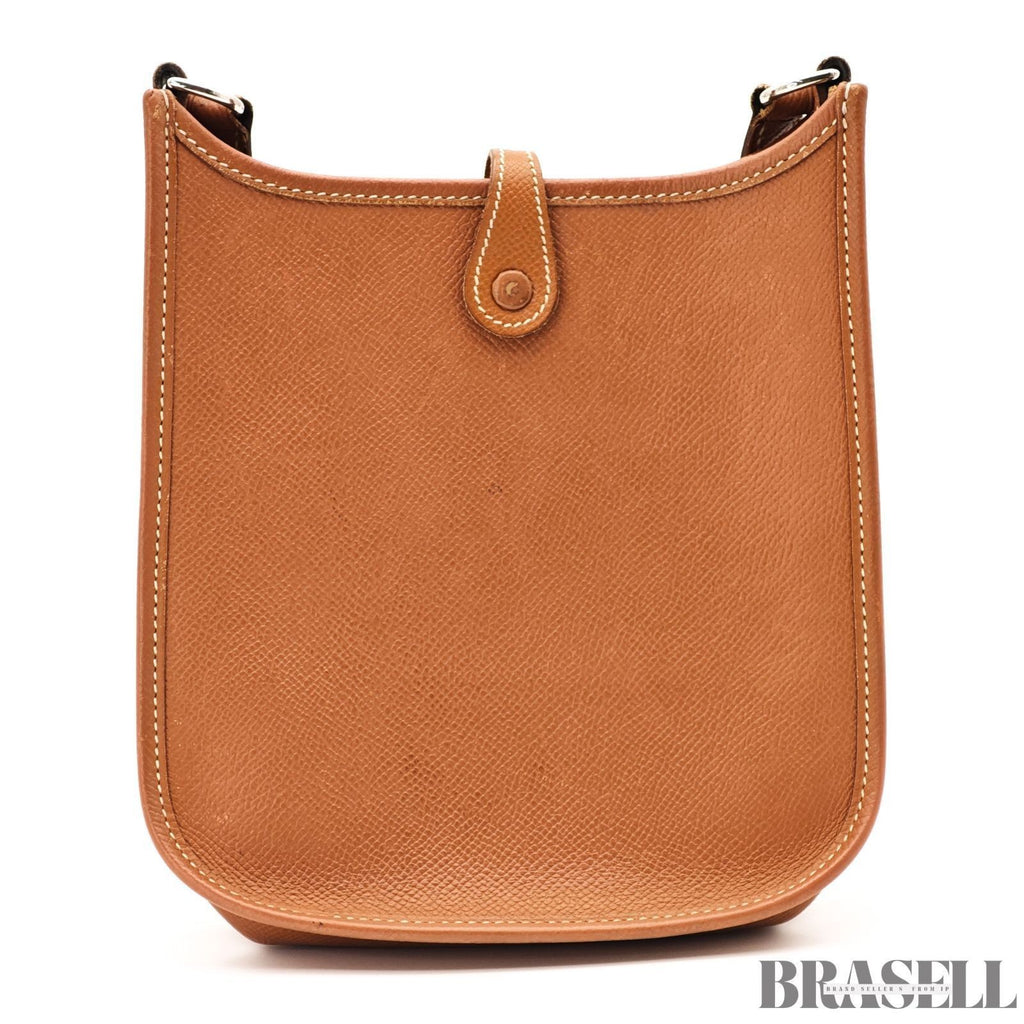 HERMES Mini Evelyne Shoulder Bag Crossbody Gold Brown Taurillon Clemence Leather
