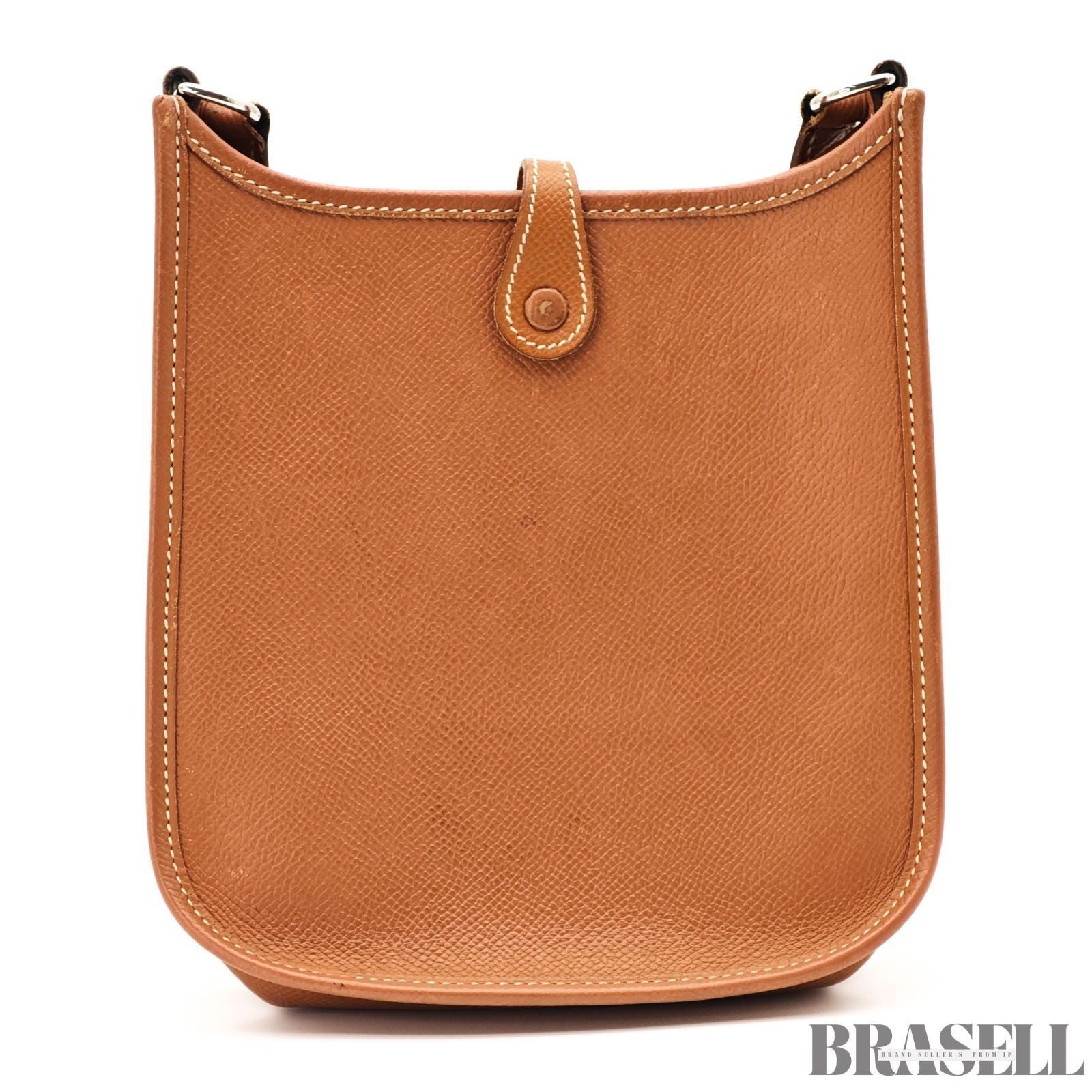 HERMES Mini Evelyne Shoulder Bag Crossbody Gold Brown Taurillon Clemence Leather