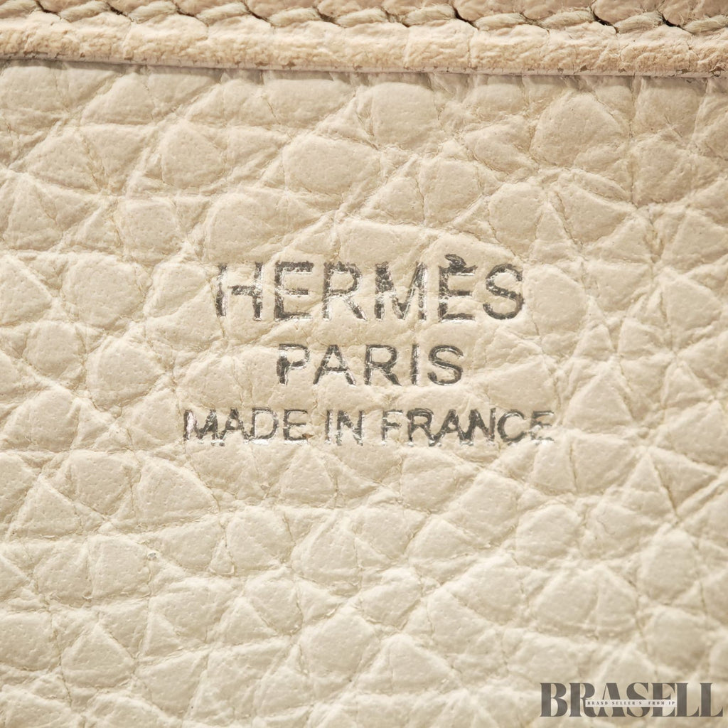 Hermes Evelyne I PM Taurillon Clemence Shoulder Bag White Unisex Silver Hardware