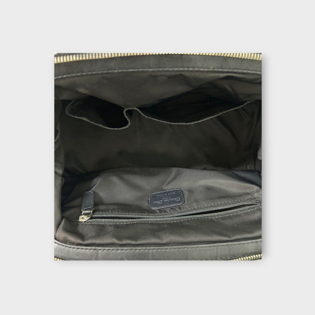 Christian Dior Handbag Tote Bag Leather Nylon Black Silver Hardware 【B】