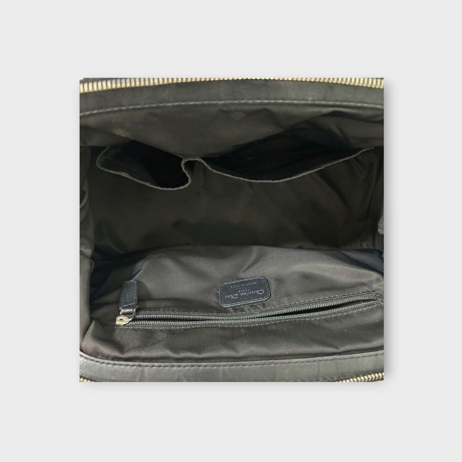 Christian Dior Handbag Tote Bag Leather Nylon Black Silver Hardware 【B】
