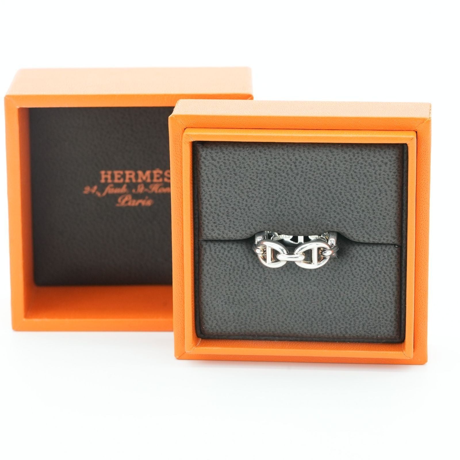 HERMES Anchaîne Chaine d'Ancre Ring Men's Silver SV925 US6