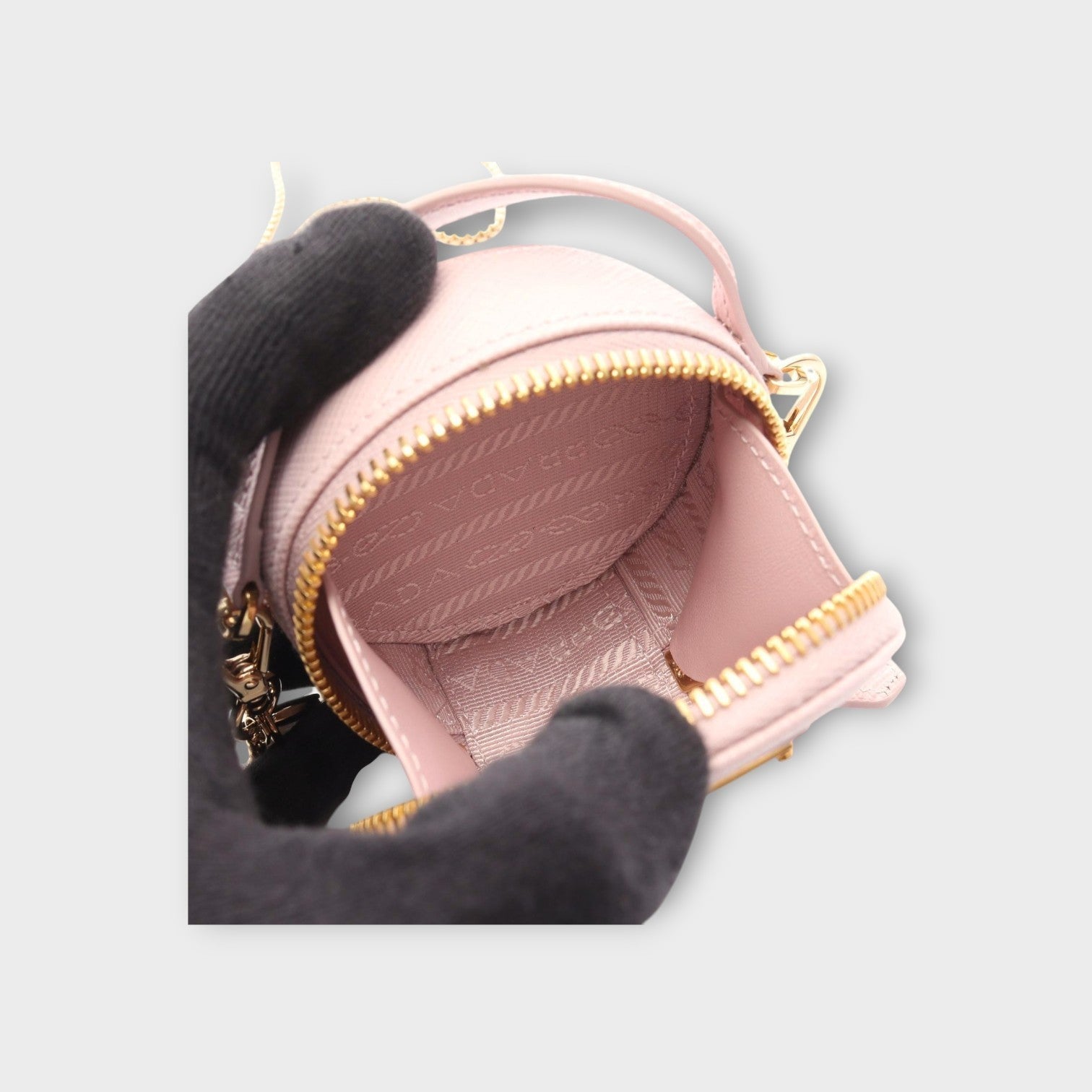 Prada Triangle Mini Pouch Shoulder Bag Saffiano Leather Pink 1NR023 【N】