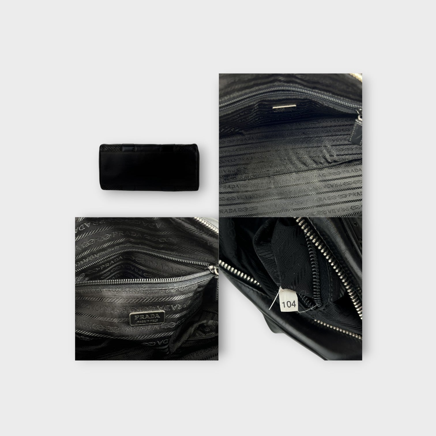 Prada Handbag Bowling Bag Black Leather Vintage Silver Hardware 【B】