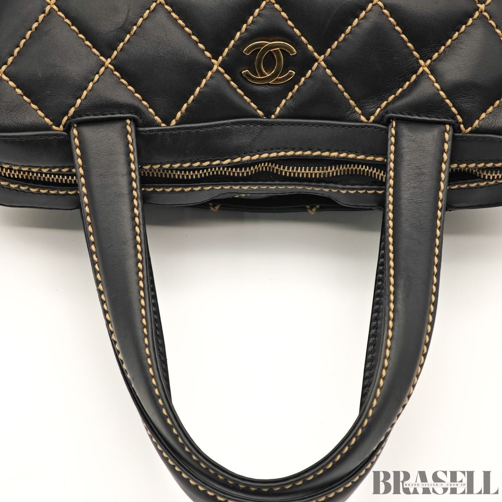 CHANEL Wild Stitch Tote Bag A14693 Black Leather Large Women's Warranty Card