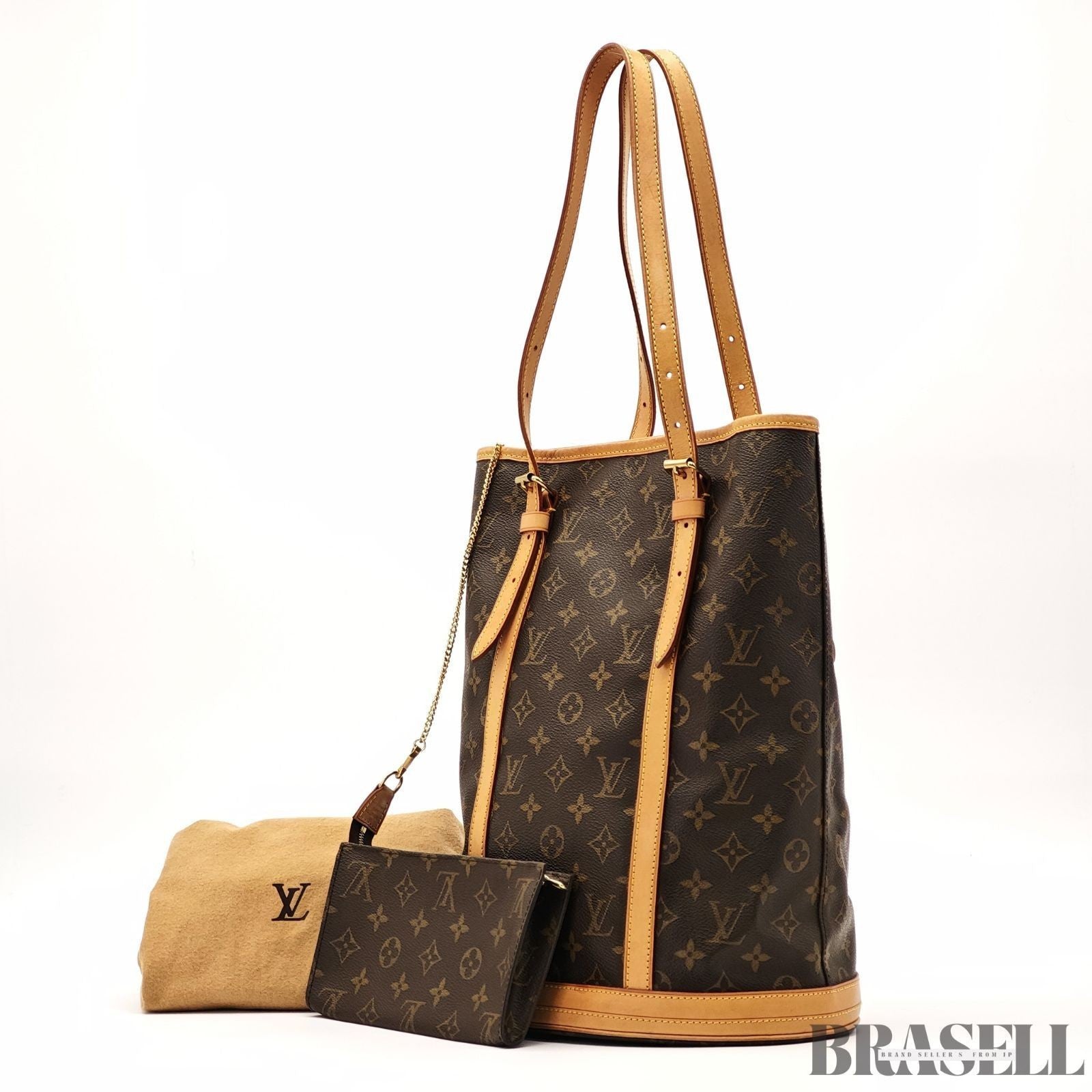 LOUIS VUITTON Bucket GM M42236 Tote Bag Monogram Brown Leather Pouch Dust Bag