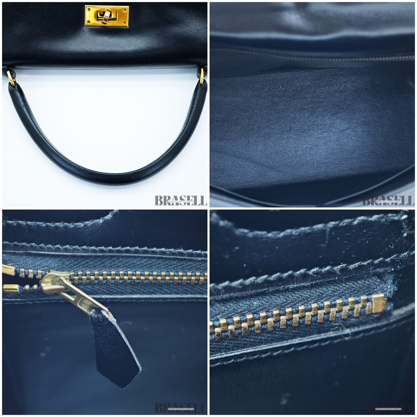 Borsa Hermès Kelly 32 borsa borsetta nera donna hardware oro con scatola e...