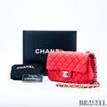 Chanel Mini Matelassé 20 Lambskin Single Flap Shoulder Bag Red Women