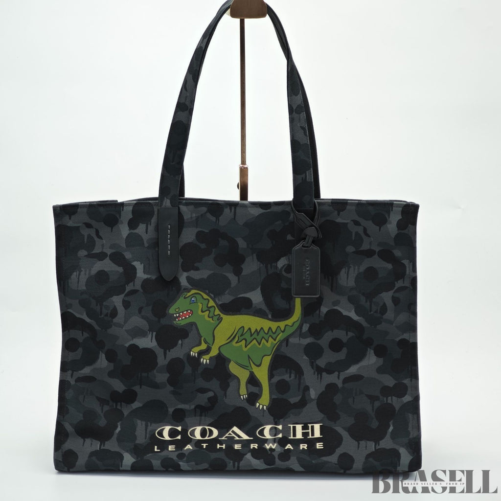 COACH Camo Print and Rexy Tote CCD11 A5F Dinosaur Tote Bag Black