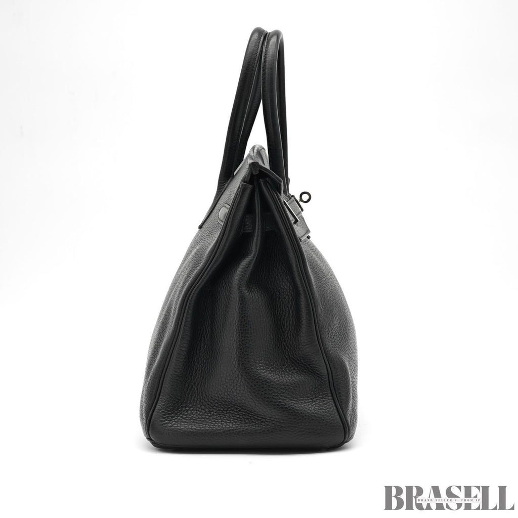 HERMES Birkin 35 Hand Bag Tote Bag Black Noir Taurillon Clemence Women